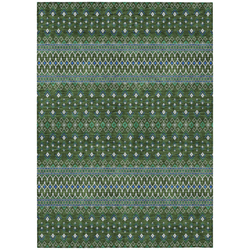 Tapis vert olive 9 pi x 12 pi Tribal