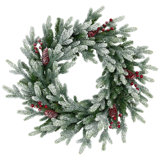 Real Touch Flocked Snowcap Grove Fir Artificial Christmas Wreath - 24" - Unlit