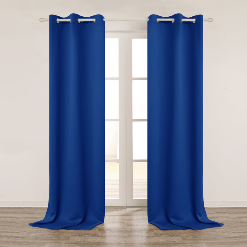 Lionel Room Darkening Curtain Single Panel, Royal Blue, 42" W x 108" L