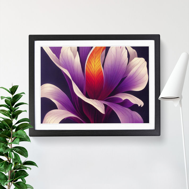 Sweet Flower - Single Picture Frame Print, Black, 46cm H x 64cm W x 2cm D