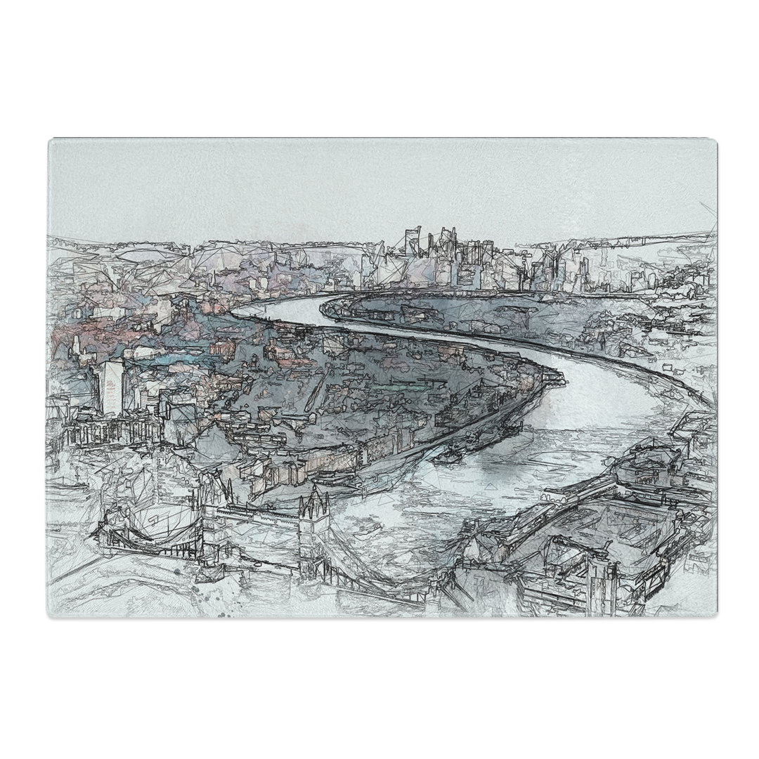 Tempered Glass River Thames & London Skyline Chopping Board