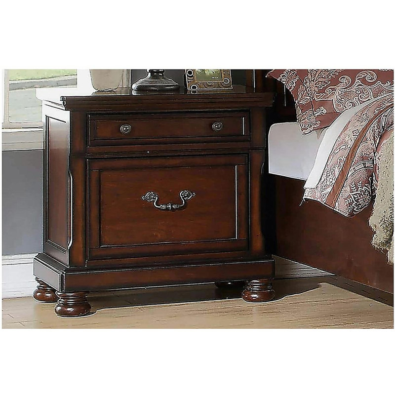 Mobilier de chambre à coucher avec placage traditionnel en cerisier brillant 1 pièce