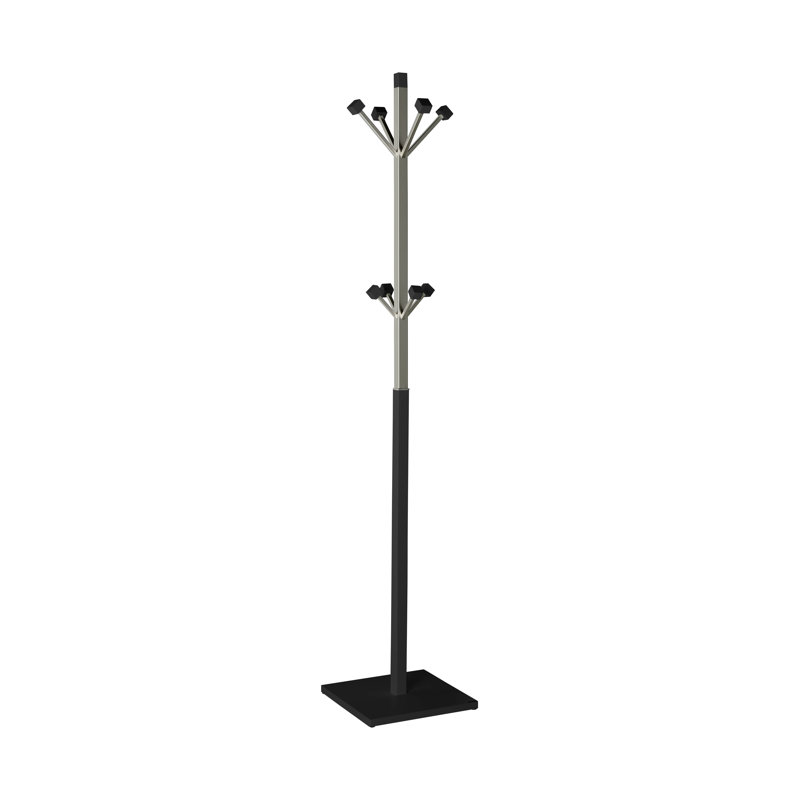 Fressia Solid Wood Freestanding 8 - Hook Coat Rack, Black