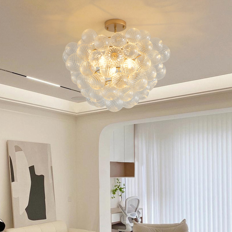 Luminaire suspendu 20 po avec abat-jour sphérique en verre transparent (ampoule non incluse)