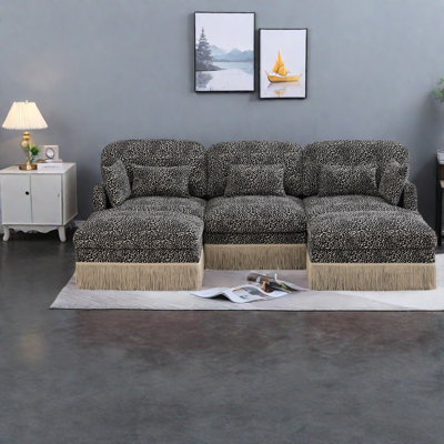 Canapés modulaires à assise profonde, salon moderne léopard chenille