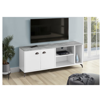 Meuble télé 60 pouces pour meuble télé en bois aggloméré blanc avec rangement pour téléviseur de 89 po ou moins