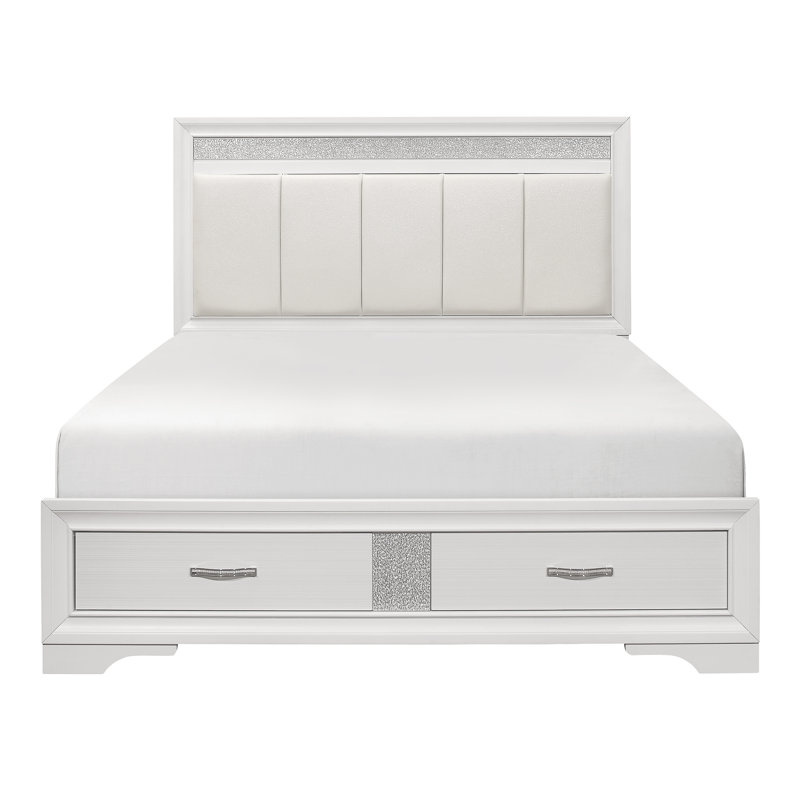 Michaela Vegan Leather Standard Storage Bed, King, White