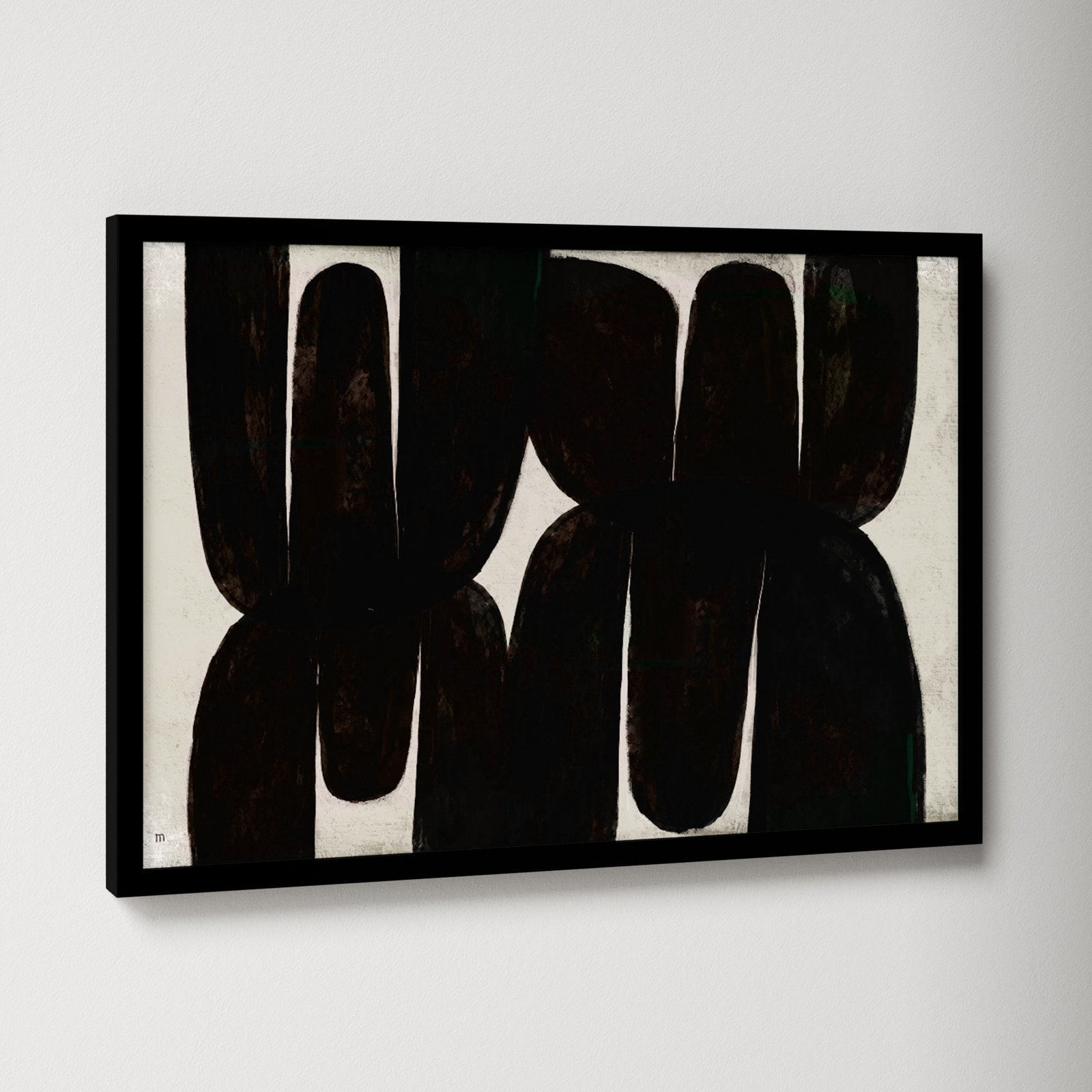 Stretched Painting, Black, 14" H x 20" W x 1.25" D