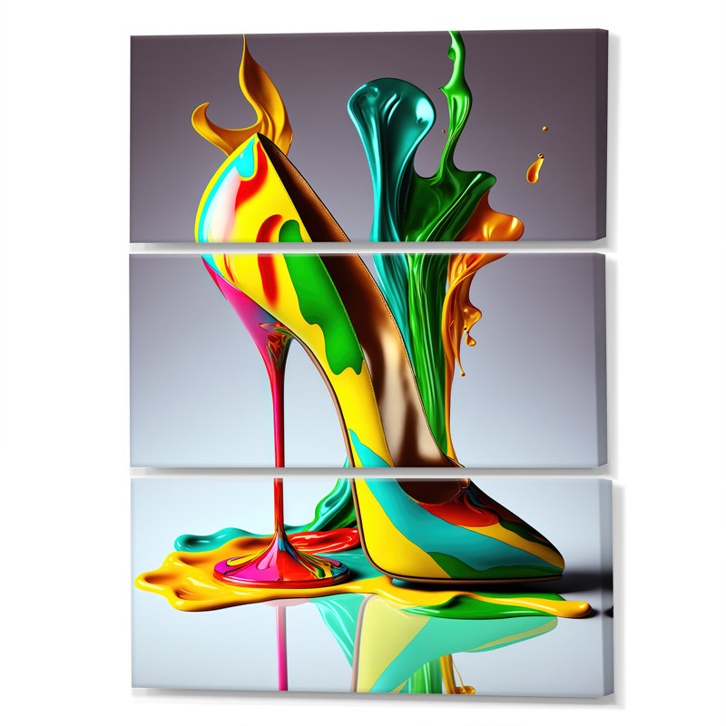 Chaussure à talon haut en verre multicolore III 3 pièces Moneke, H 48 po x l 32 po x P 1 po
