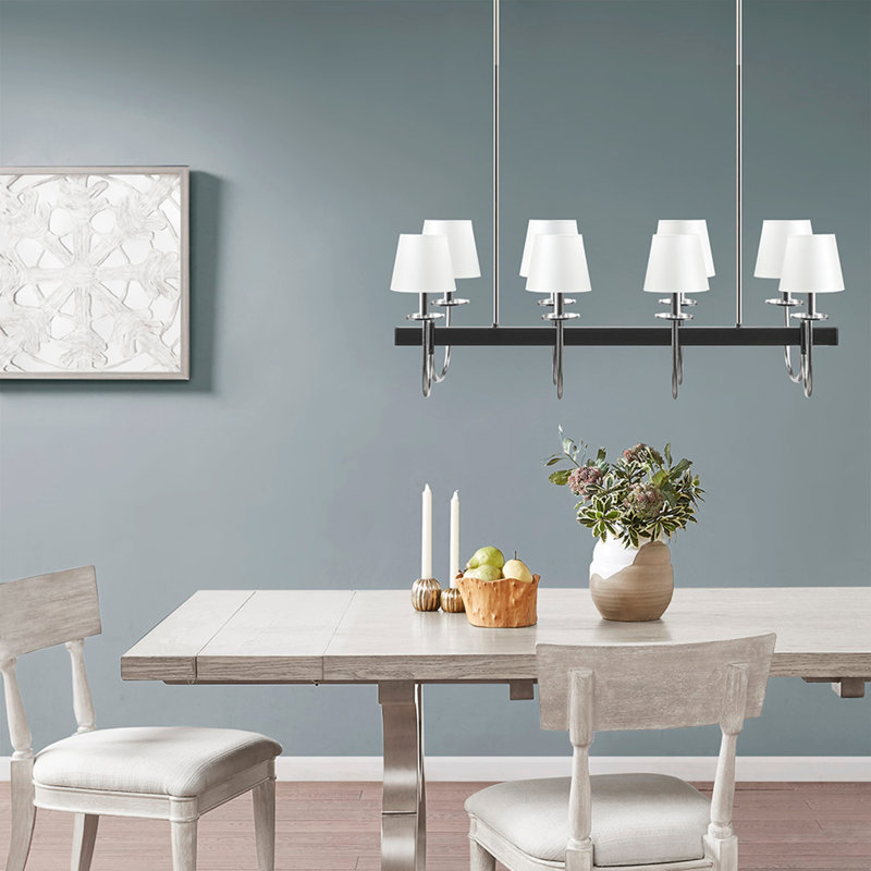 Lustre traditionnel 8 lumières avec abat-jour tambour