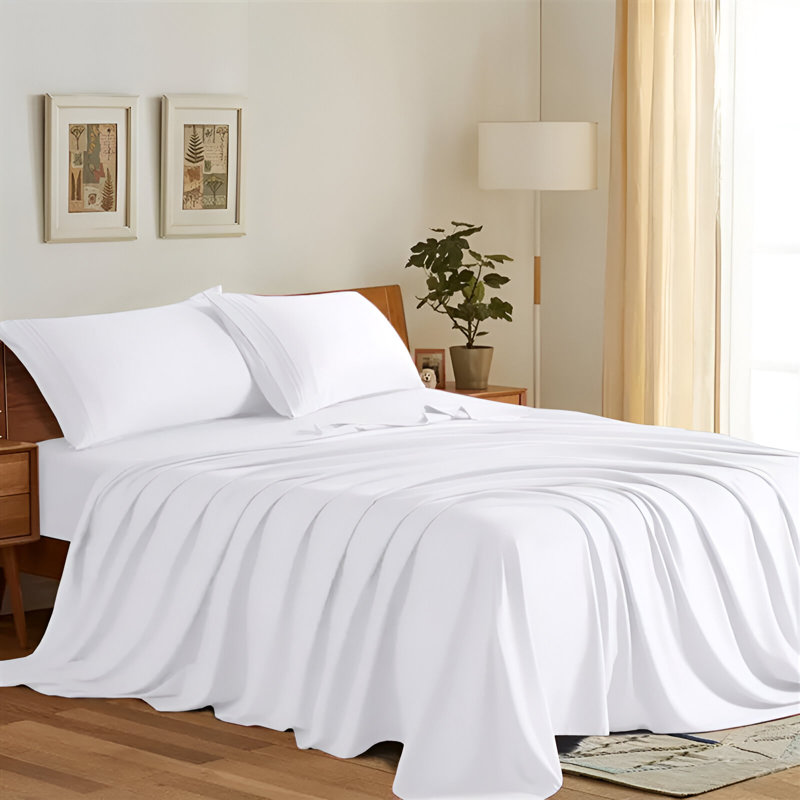 200 Thread Count Egyptian-Like Cotton Flat Sheet – Breathable, Soft and Wrinkle-Free, White, Super King (6')