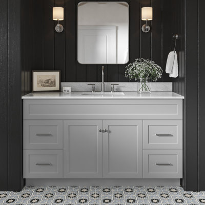 Partham 61'' Single Bathroom Vanity with Carrara Marble Top