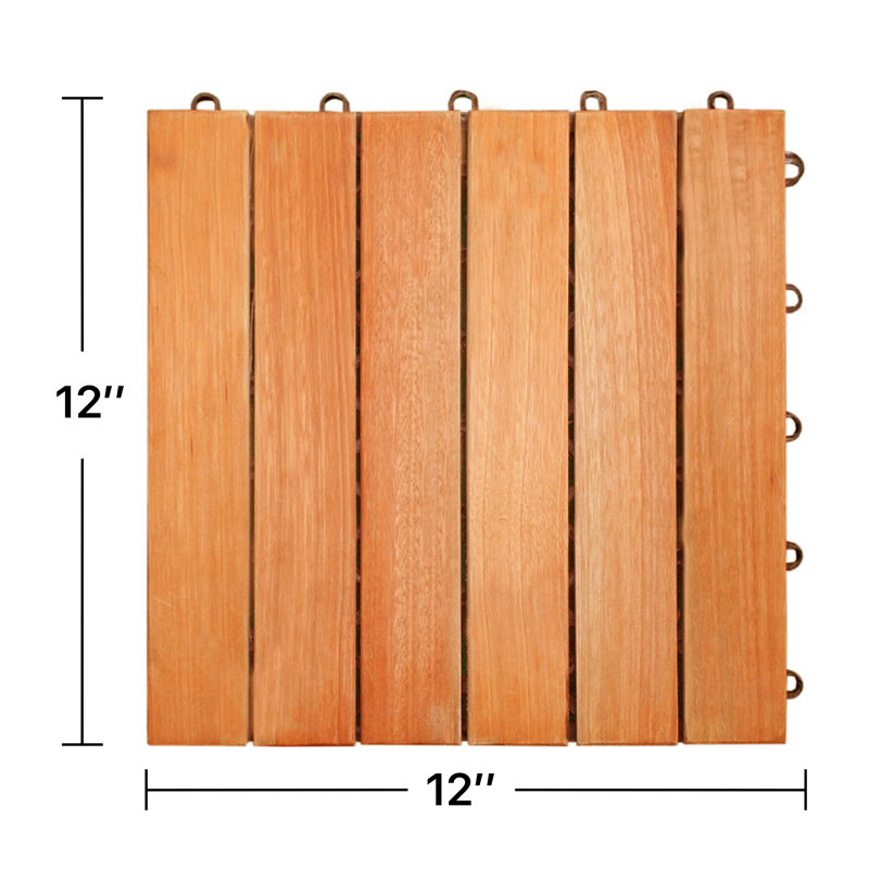 Carreau de terrasse en bois d'eucalyptus 12 po x 12 po Anwyll