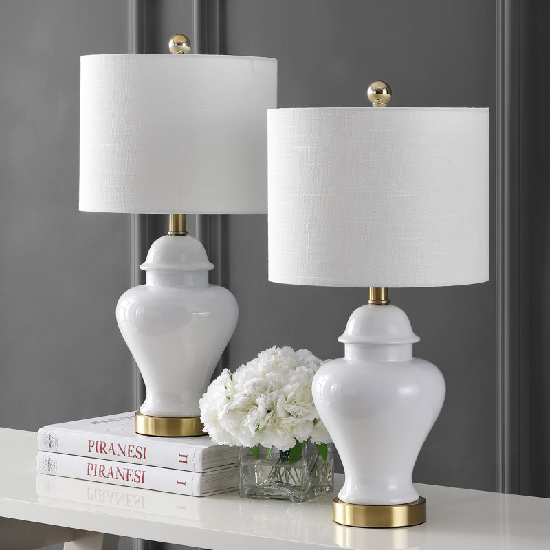 Ensemble de lampes de table 22 po Krebs, Blanc / Doré
