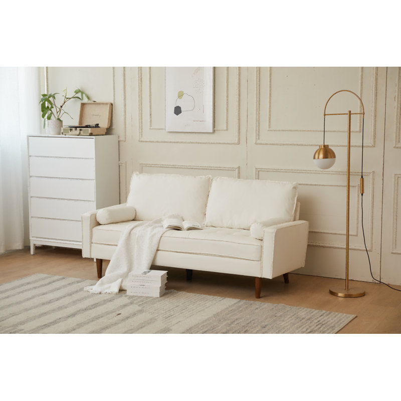 Amella 69.68'' Faux Leather Loveseat, White