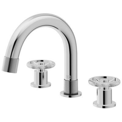 Wythe Widespread 3-Hole Bathroom Faucet, 2-Handle High Arc With Wheel Knob Handles In Chrome