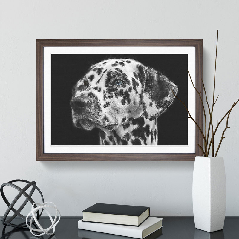 Dalmatian Dog - Picture Frame Painting, Walnut Framed, 27cm H x 36cm W x 2cm D