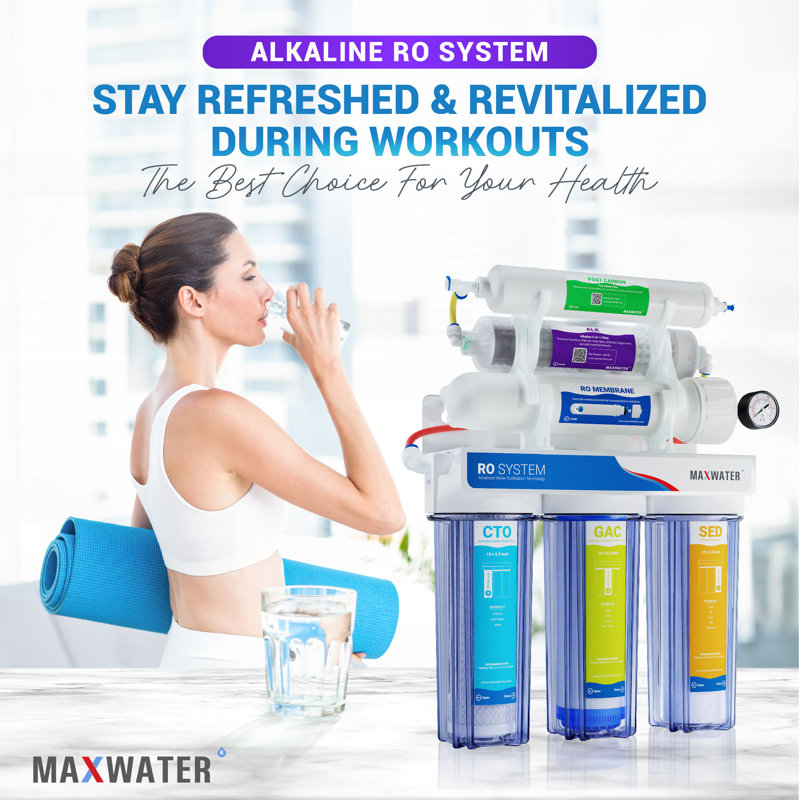 Système de filtration Max Water 50 GPD 10-Stage RO (Osmose Inverse) - Réservoir et robinet - pH + Alcaline (5-en-1)