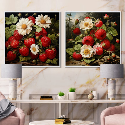 Peinture Renaissance d'un ensemble de salon mural «Strawberry Fruit I» - fruits
