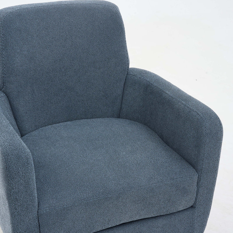 Fauteuil demi-tonneau pivotant en coton et lin 360, Lin de coton bleu