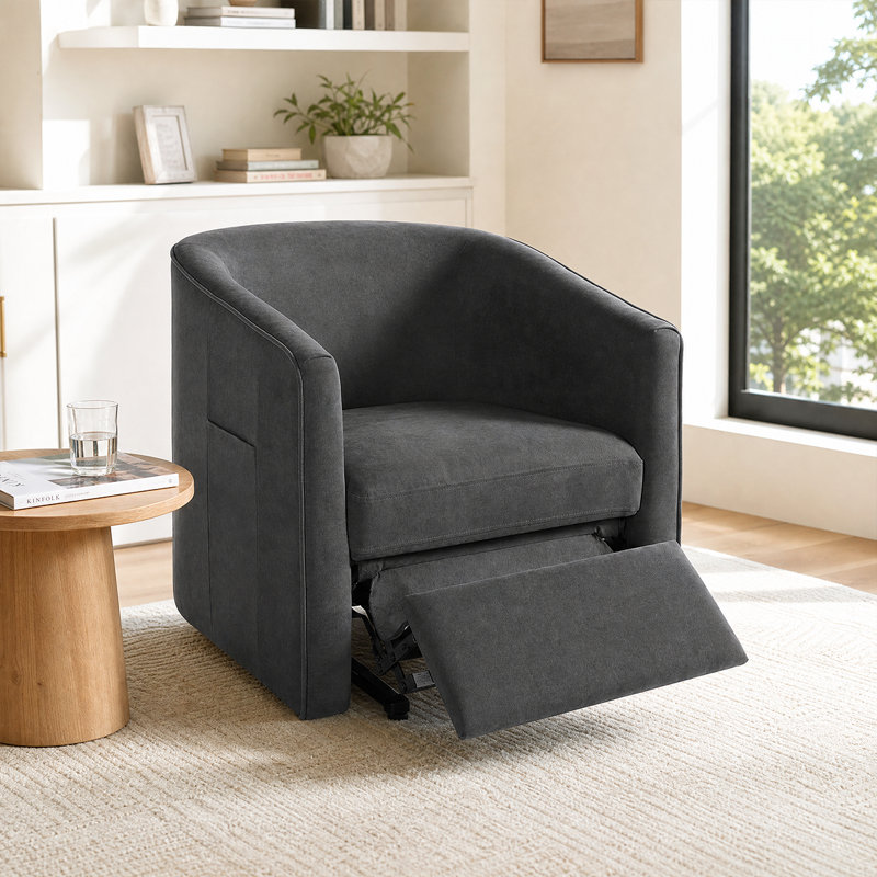Ergonomic Lift Recliner Chair With Chenille Upholstery & Footrest - Cozy Barrel Design With Side Storage Pocket
