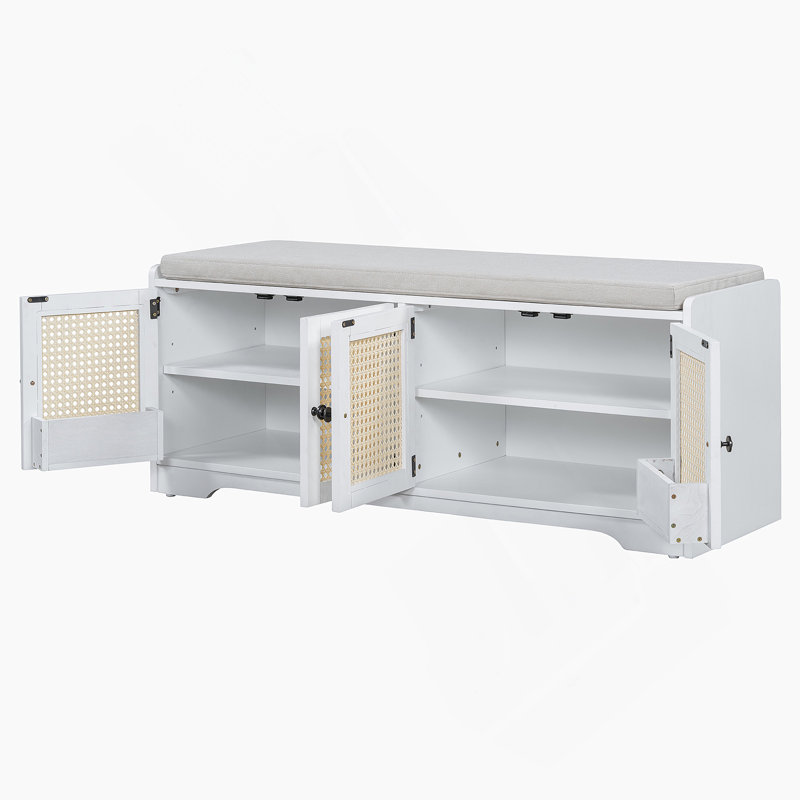 Banc de rangement Rustic, Beige / Blanc