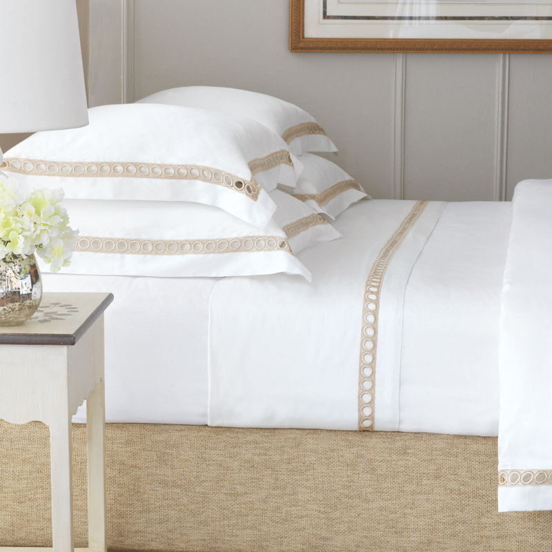 Celine Cotton Pillow Sham, Euro, White/Champagne