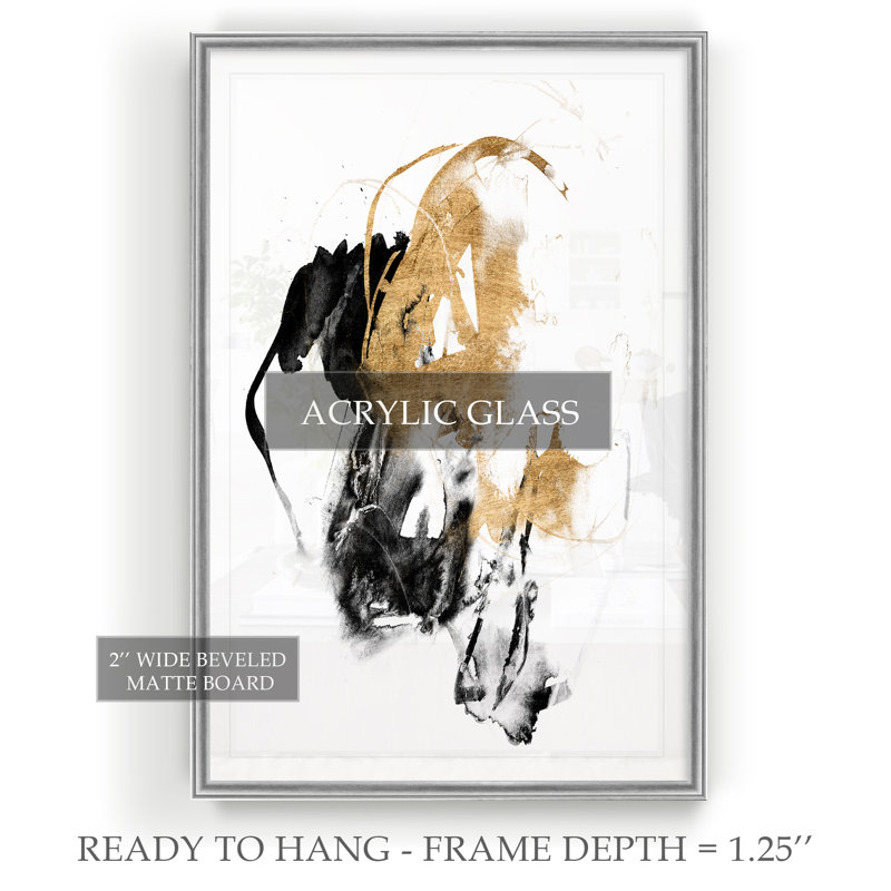 «Black / Gold Splash II», reproduction, H 18,5 po x l 24,5 po x P 1,5 po, Argent