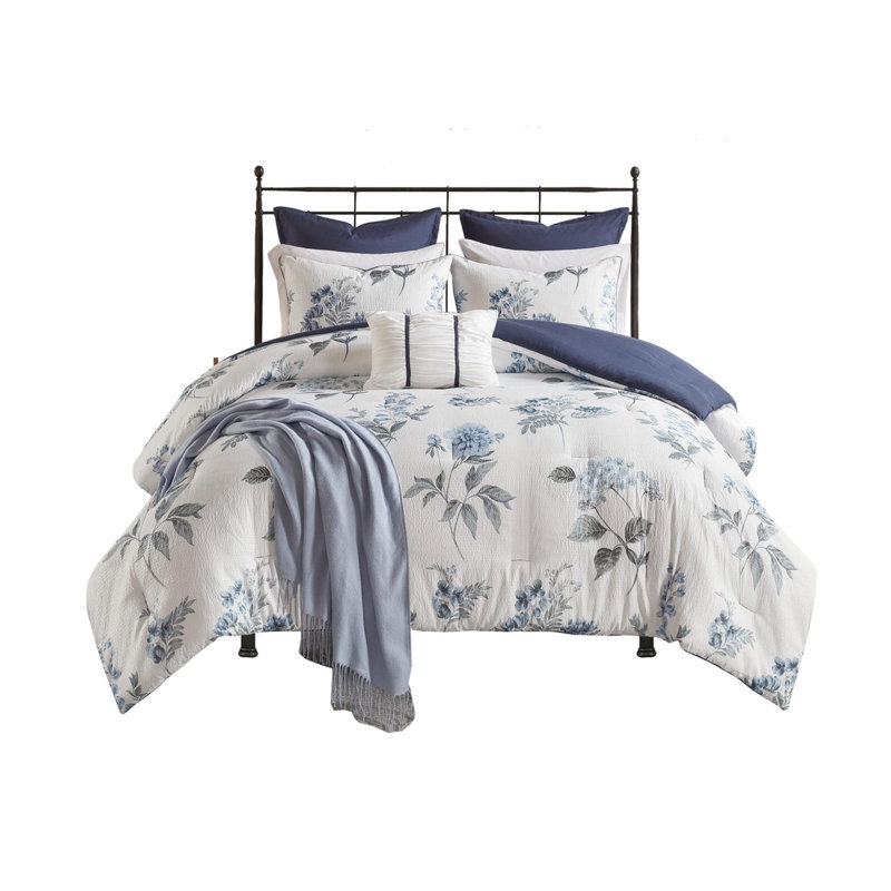Microfiber Printed Comforter7 Piece  Set, Full Comforter + 6 Additional Pieces