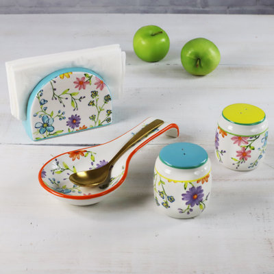 Charlotte Table Accessory Set - Spoon Rest / Napkin Holder / Salt & Pepper