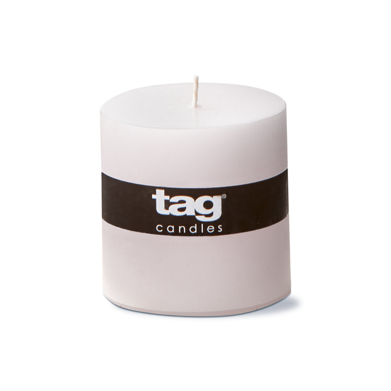 Bougie cylindrique sans parfum, L 3 po x l 3 po, Blanc, 1