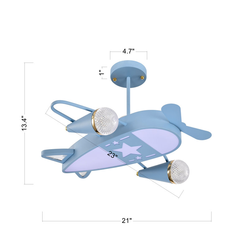  3-light Plane Shape Led Semi-flush Mount
