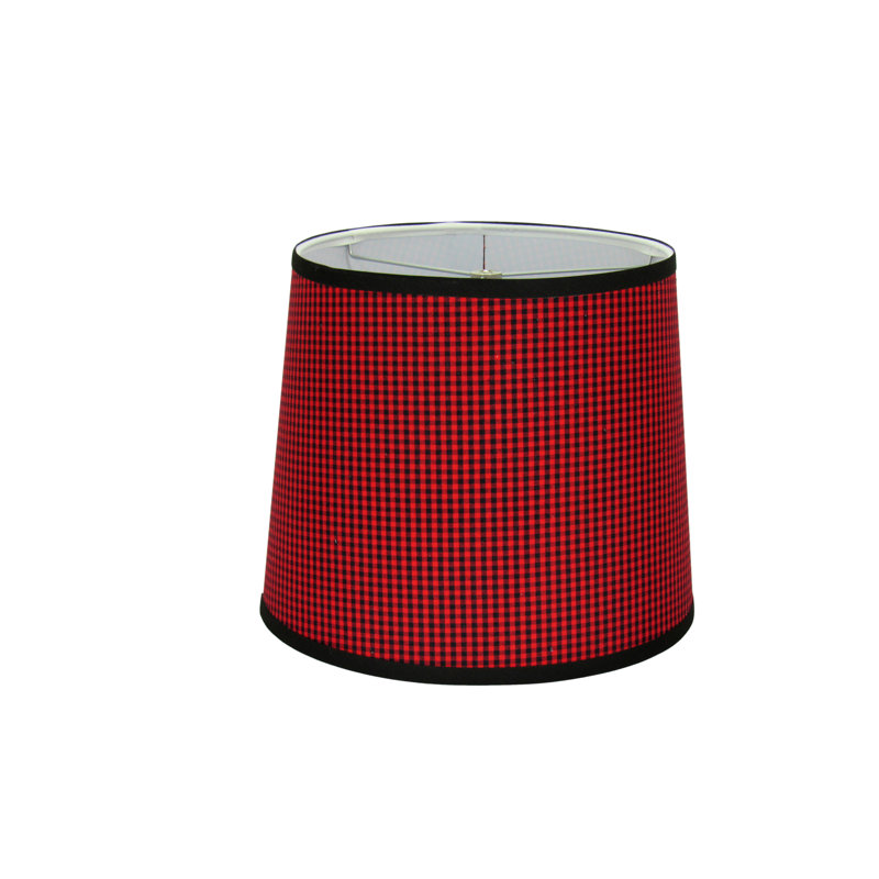 Abat-jour en vichy rouge et noir, H 11 po x l 14 po x P 14 po