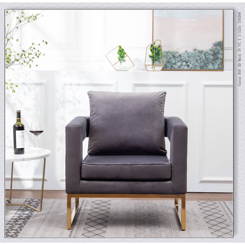 Fauteuil d'appoint rembourré Lenola, Tissu gris