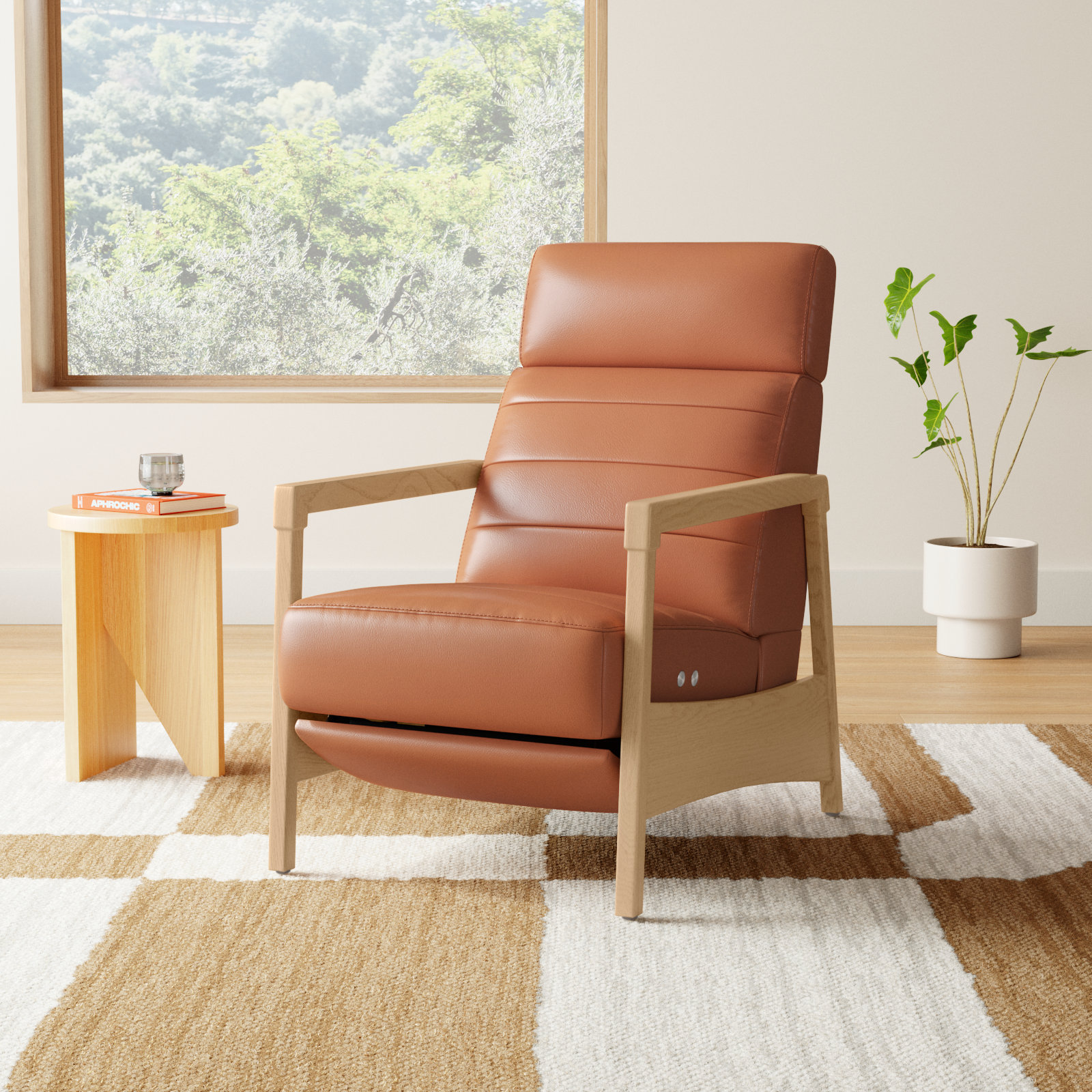 Amada 27.5" Wide Power Standard Recliner, Baja Camel Top Grain Leather