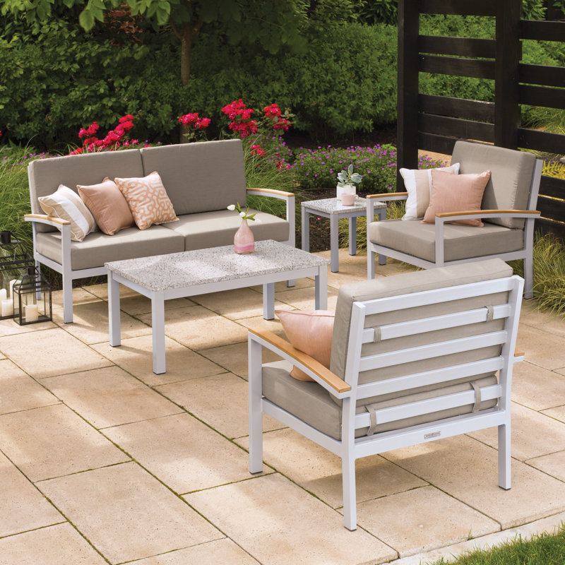 Travira Outdoor Conversation Set, Stone, Ash Brown