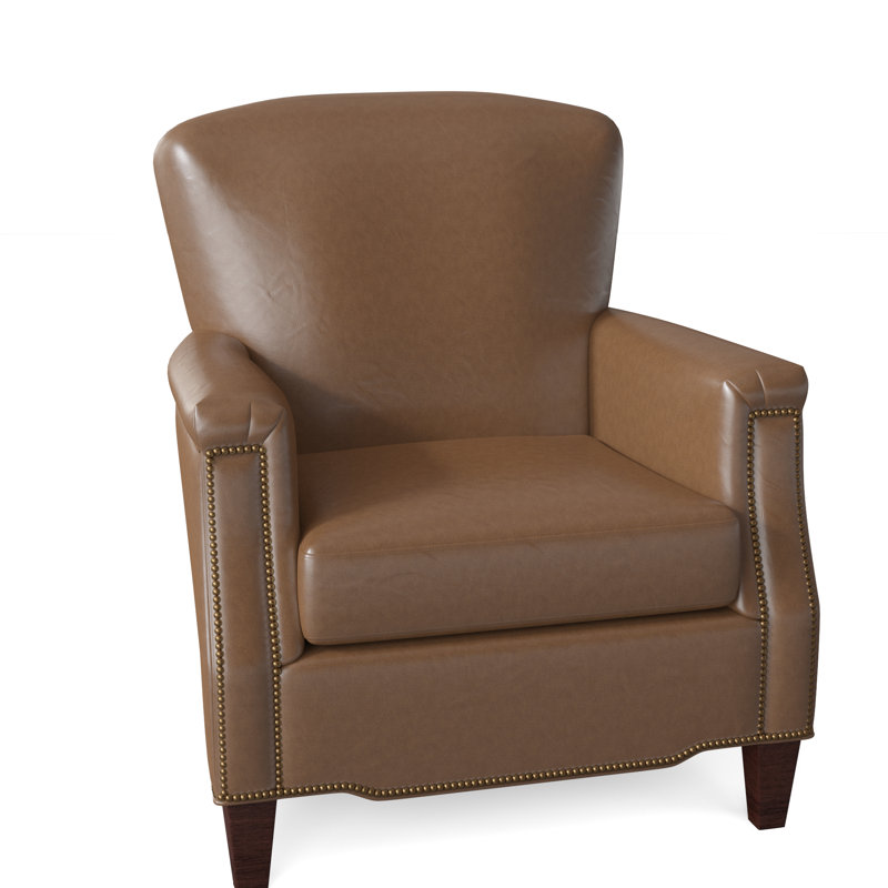 Vincent Armchair, Mahogany, French Natural, Empyrean Tweed Genuine Leather