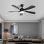 Ventilateur de plafond 52 po 3 pales à DEL 5 couleurs à intensité variable, noir-255722393-255722394
