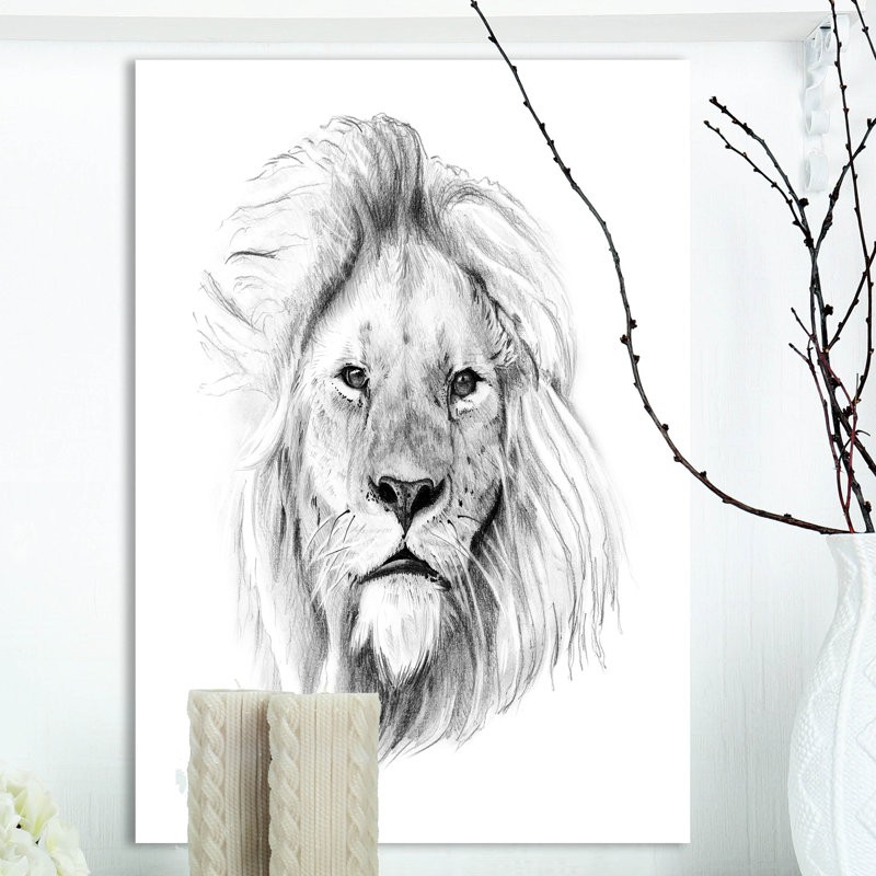 «Lion in Black and White», reproduction d'art sur toile tendue, H 20 po x l 12 po x P 1po