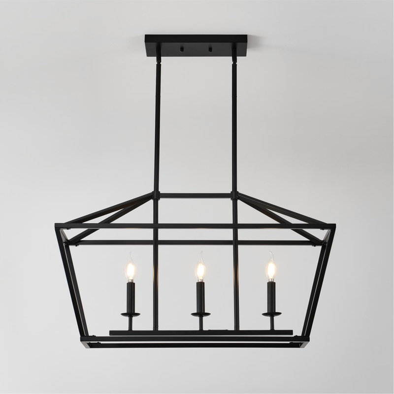 3-Light Black Linear Chandelier Kitchen Island, 57.9" H x 32.28" W x 10.24" D
