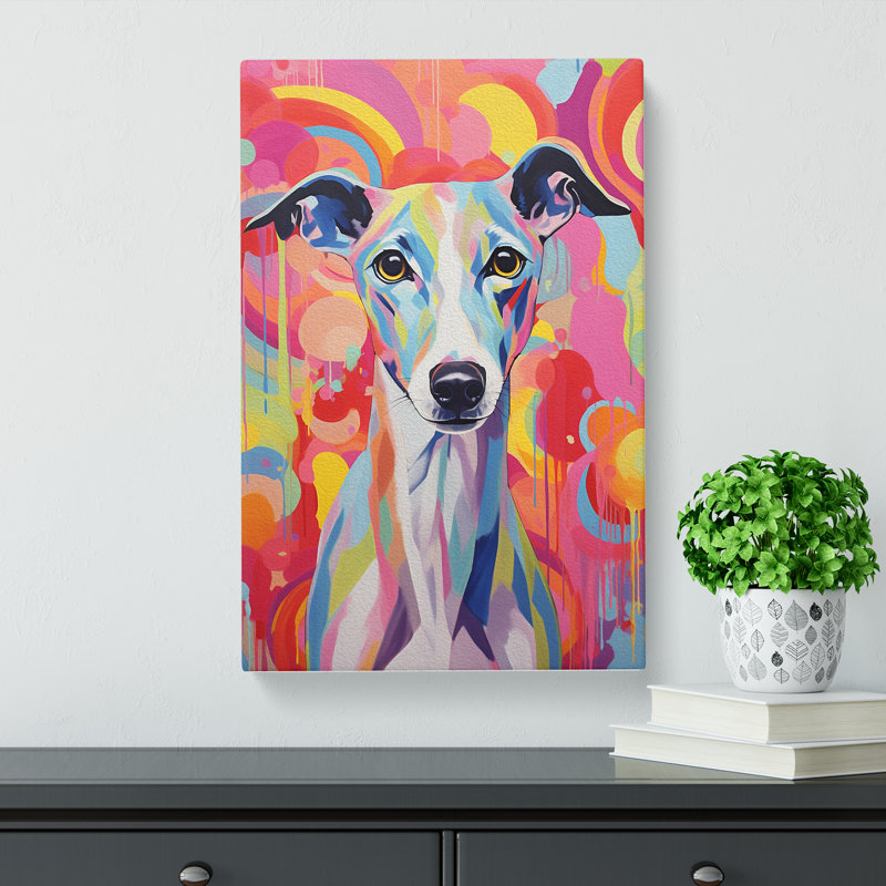 Whippet Colour Field - Print, 60cm H x 40cm W x 3cm D