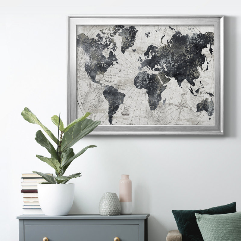 «Modern Atlas», cadre photo, impression sur toile, Argent, H 30,5 po x l 42,5 po x P 1 po