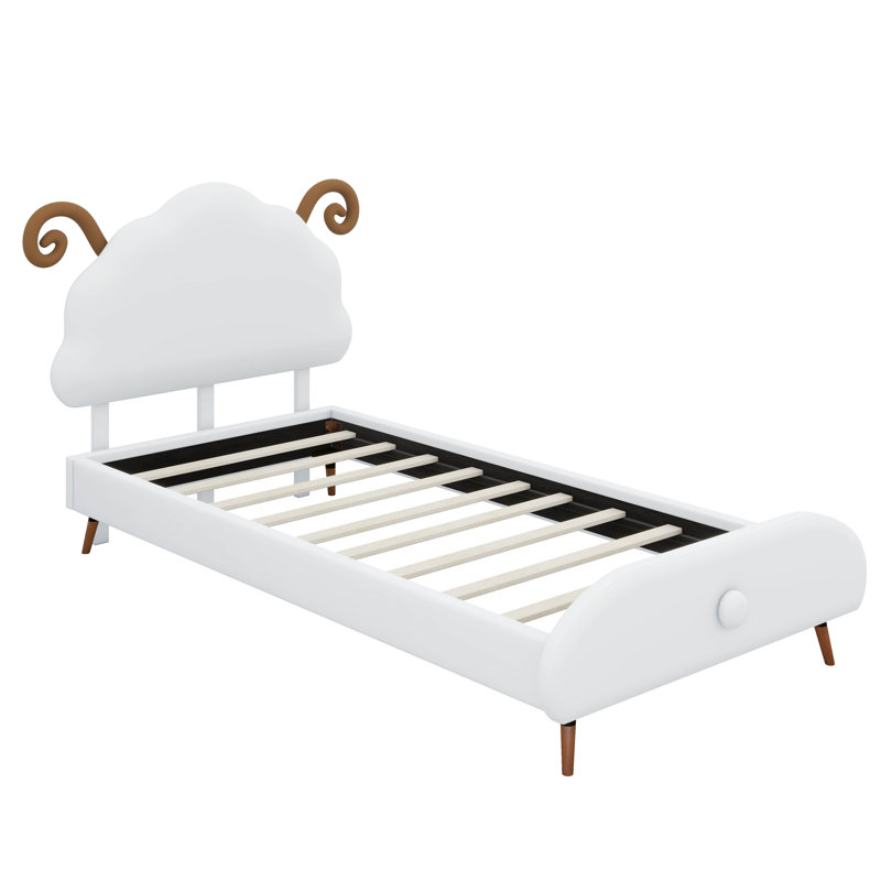 Lit plateforme tapissier Alysee, Simple, Blanc