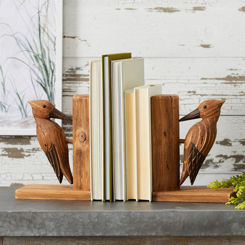 Serre-livres pin en bois (ensemble de 2)