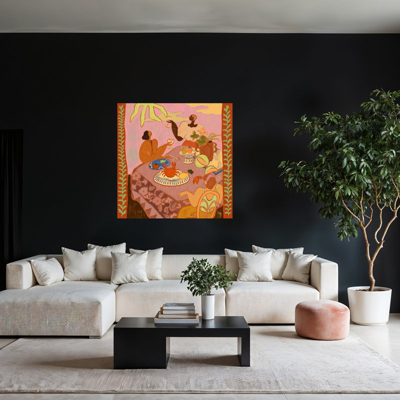 «Luncheon with the dames», impression d'art abstrait coloré sur un crabe coloré, 48" H x 48" W
