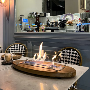 Wood Bio-Ethanol Tabletop Fireplace with Flame Guard