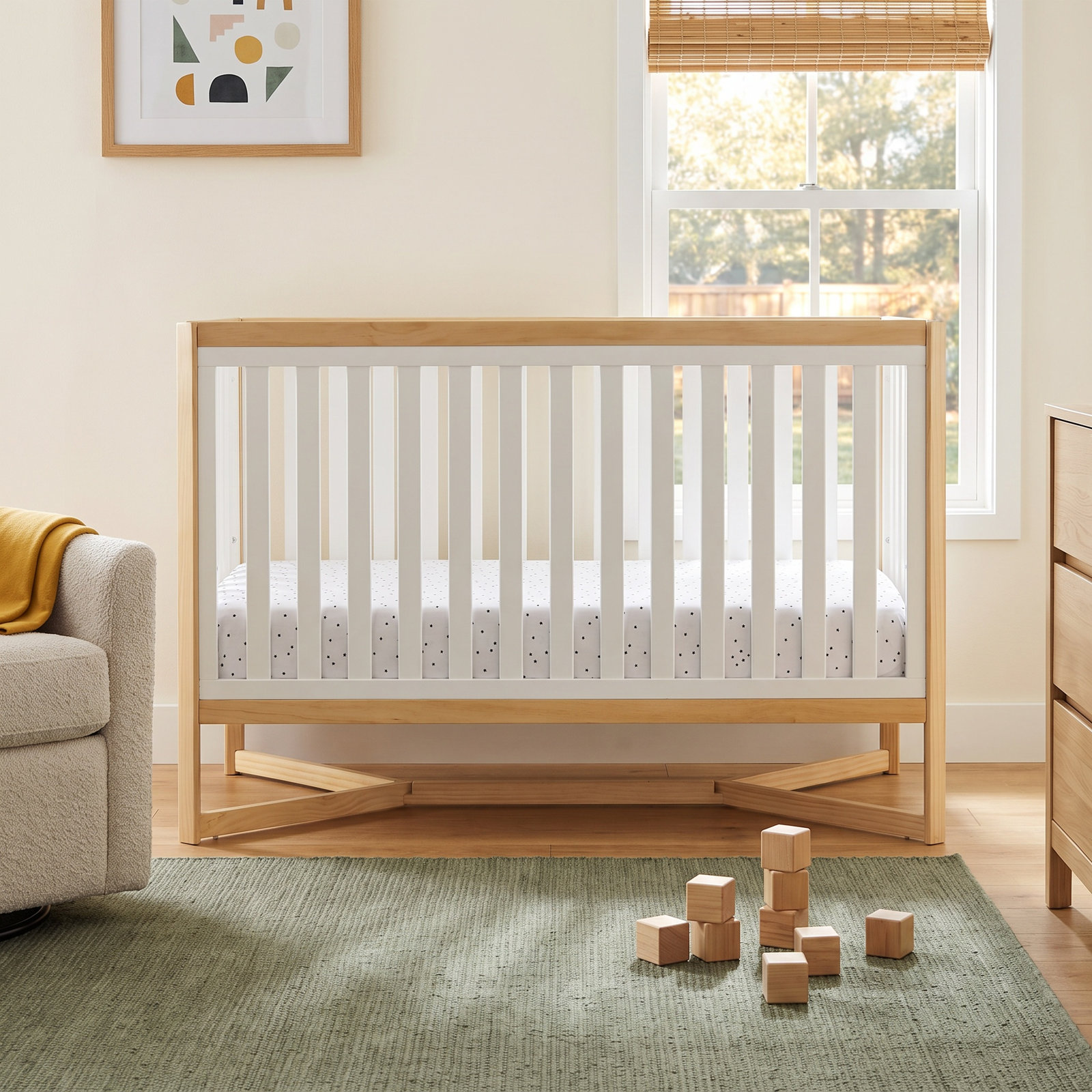 Tribeca 4-in-1 Convertible Crib, Bianca/Natural
