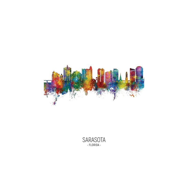 Sarasota Florida Skyline Portrait by Michael Tompsett - 1 Piece Wrapped Canvas Painting, 20.32 cm H x 30.48 cm W