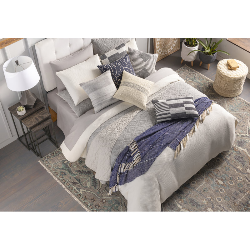 Cason Striped Cotton Blend Reversible Throw Pillow, 18" x 18", Down