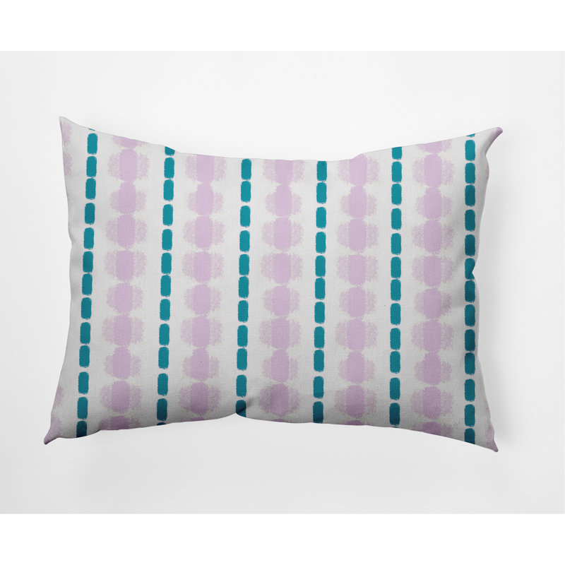Coussin décoratif lombaire à rayures, Mauve / Bleu